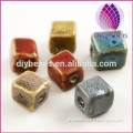 2015 whole sale artificial for DIY jewelry making Bead porcelain fancy coloful 12x12mm square 10pcs per bag